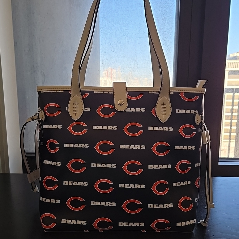 Little Earth Chicago Bears Blue Vinyl Tote Bag Purse NFL Licensed New With Tags - Picture 2 of 13